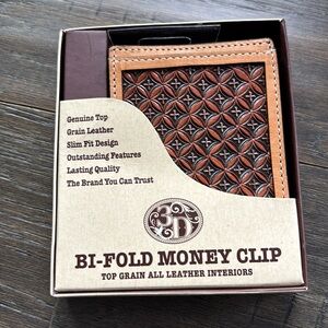 3D Belt Co. Top grain all leather interiors bifold money clip slim fit,western